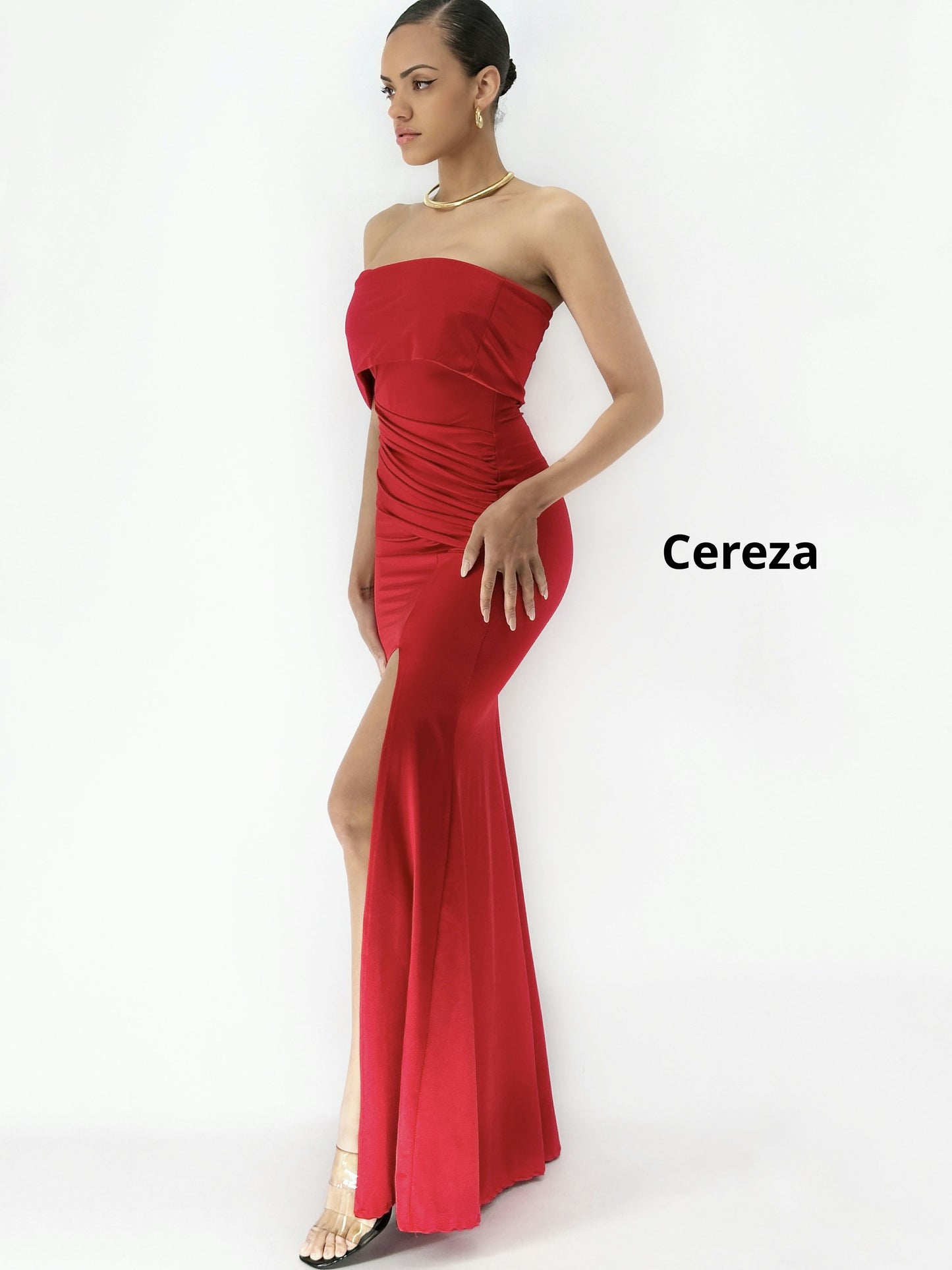 Vestido largo Yanira cereza image 14