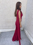 Vestido largo Amaia burdeos