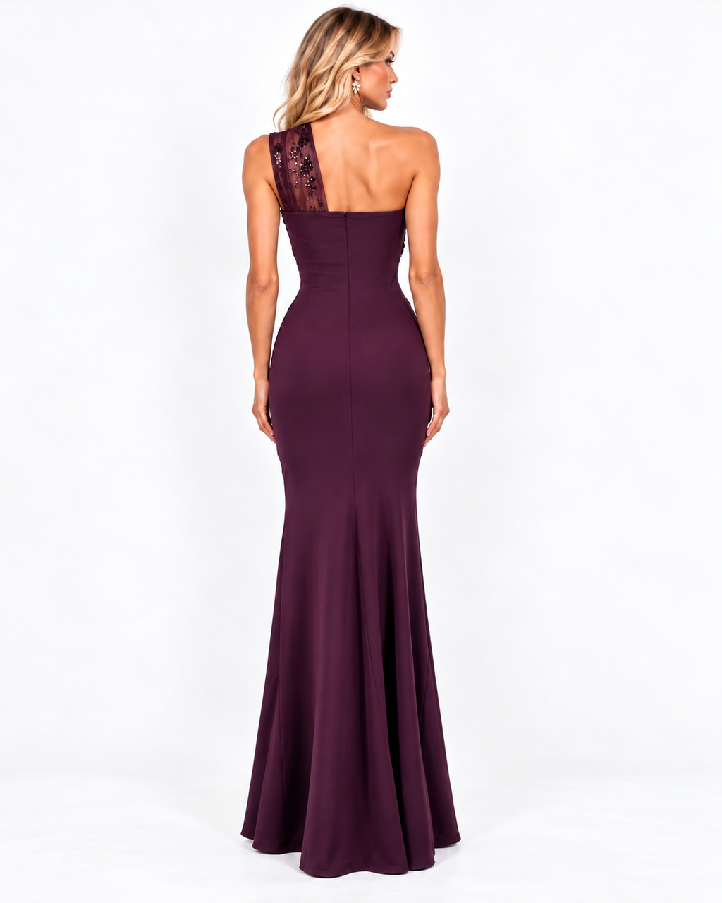 Vestido largo Revel berenjena