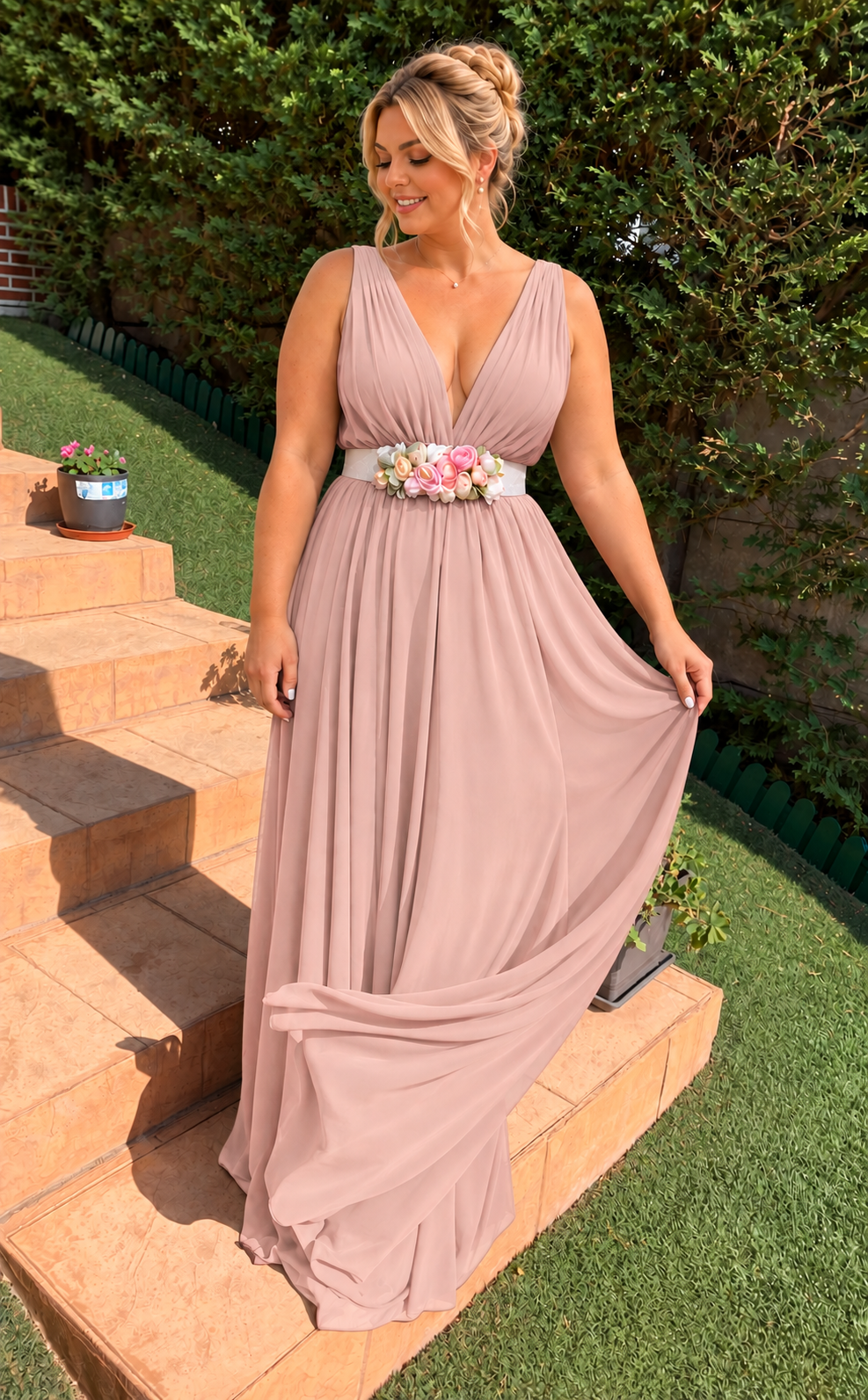 Vestido largo Rose maquillaje