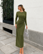Vestido largo Kai manga larga Kaki