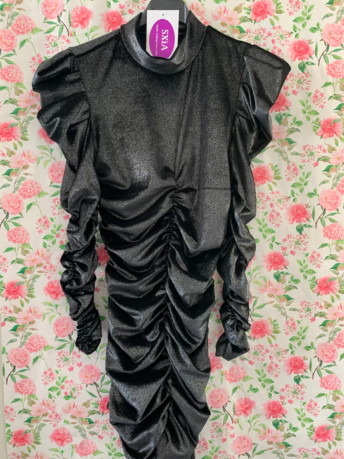 Vestido corto Kim negro purpurina  image 3
