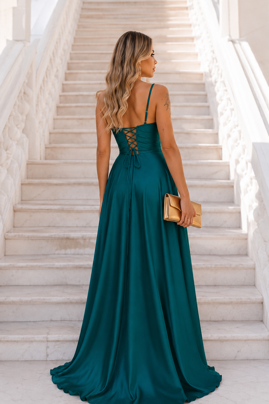 Vestido largo Ginebra petróleo