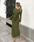 Vestido largo Kai manga larga Kaki