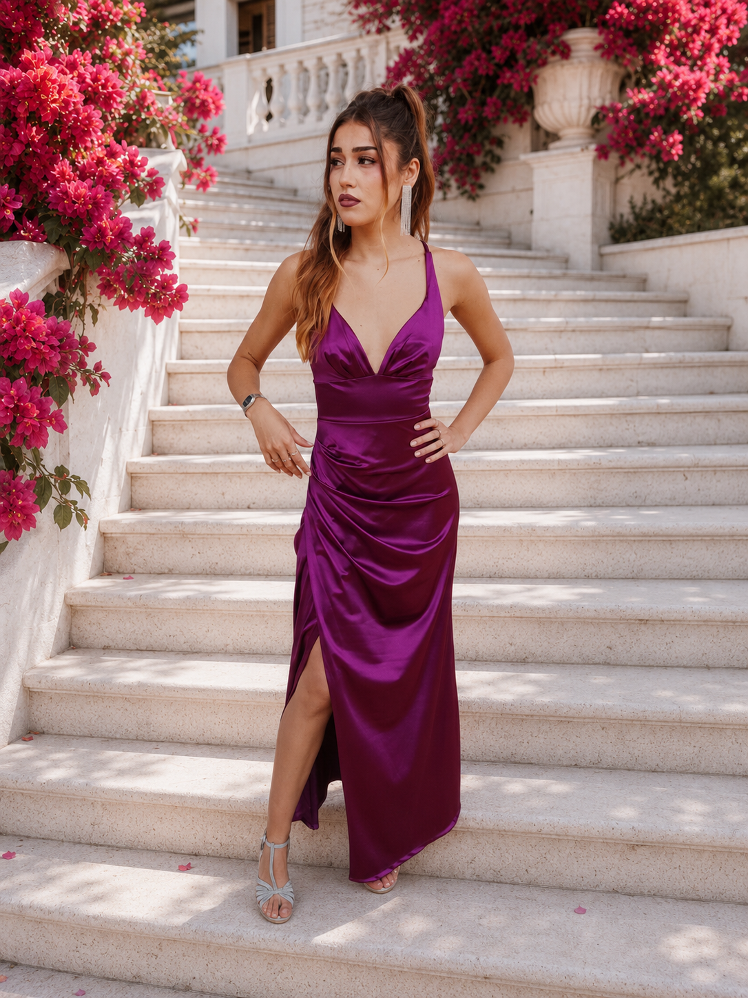 Vestido largo Jay cereza