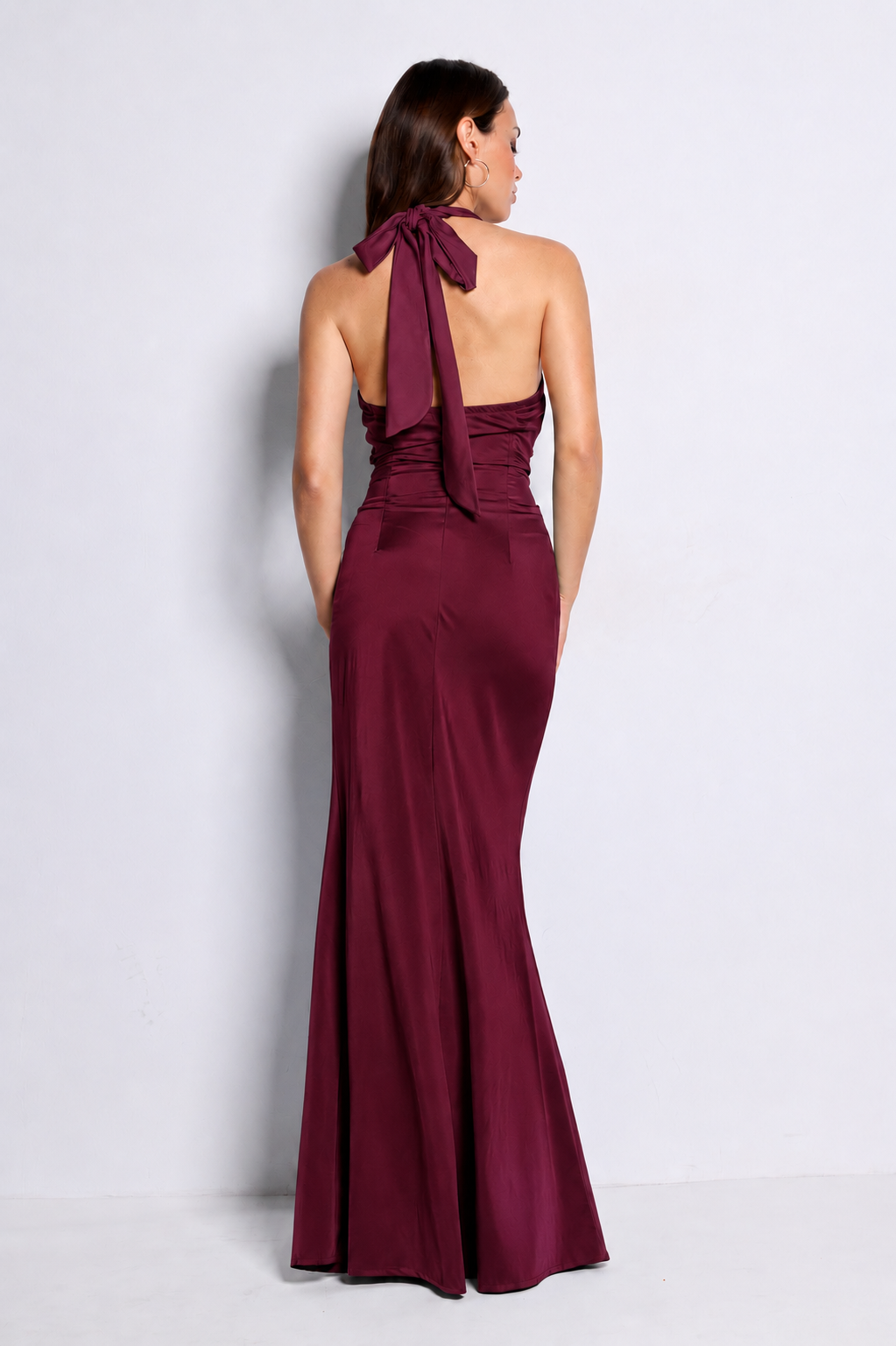 Vestido largo Kareins licra burdeos