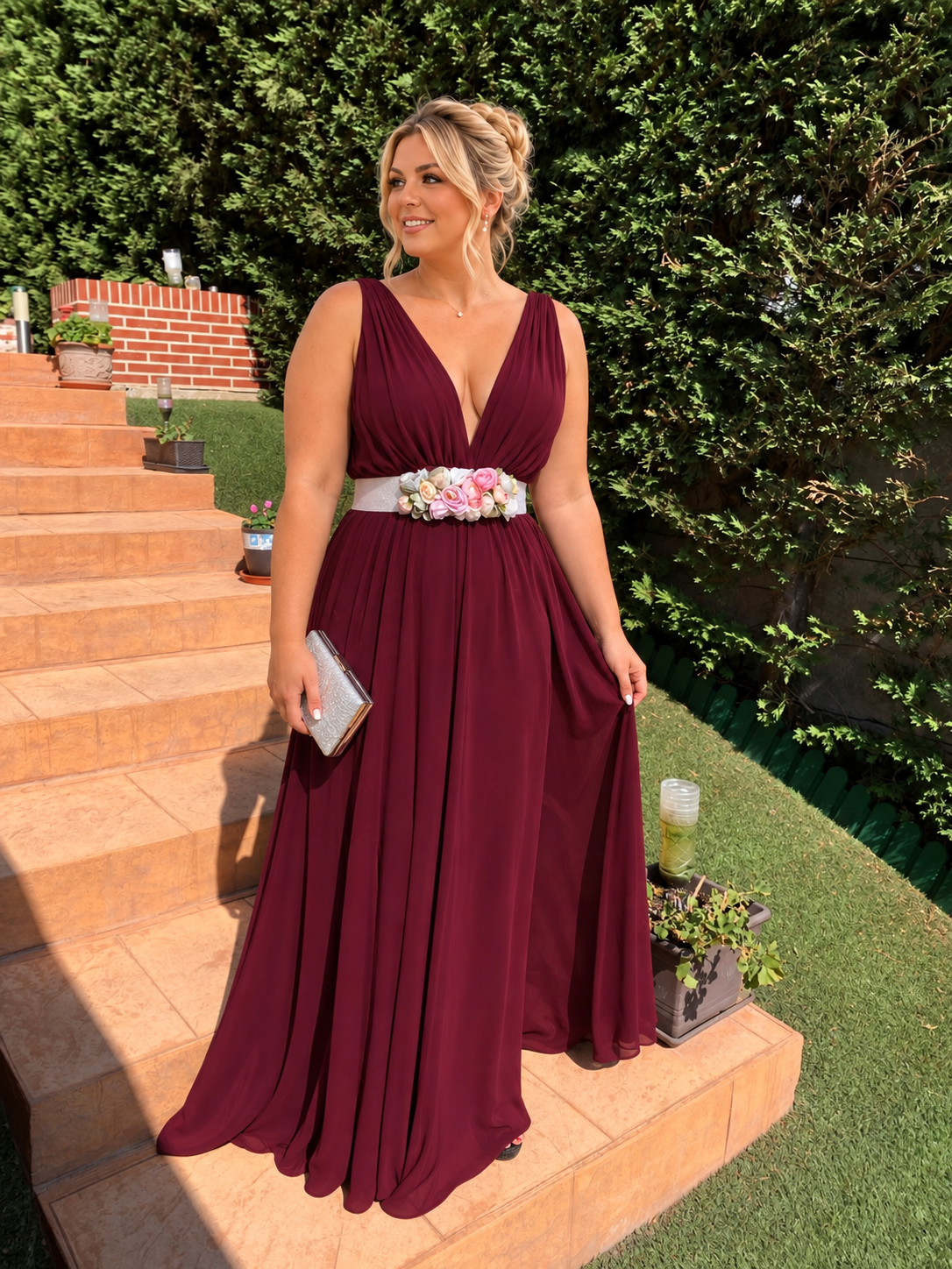 Vestido largo Rose Berenjena-granate