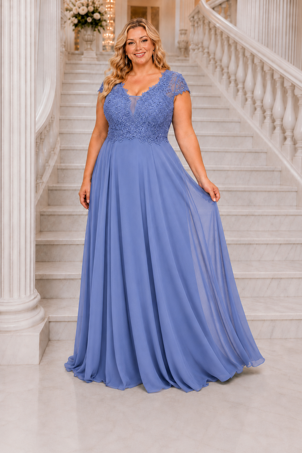 Vestido largo TG Italia Celeste Grisáceo