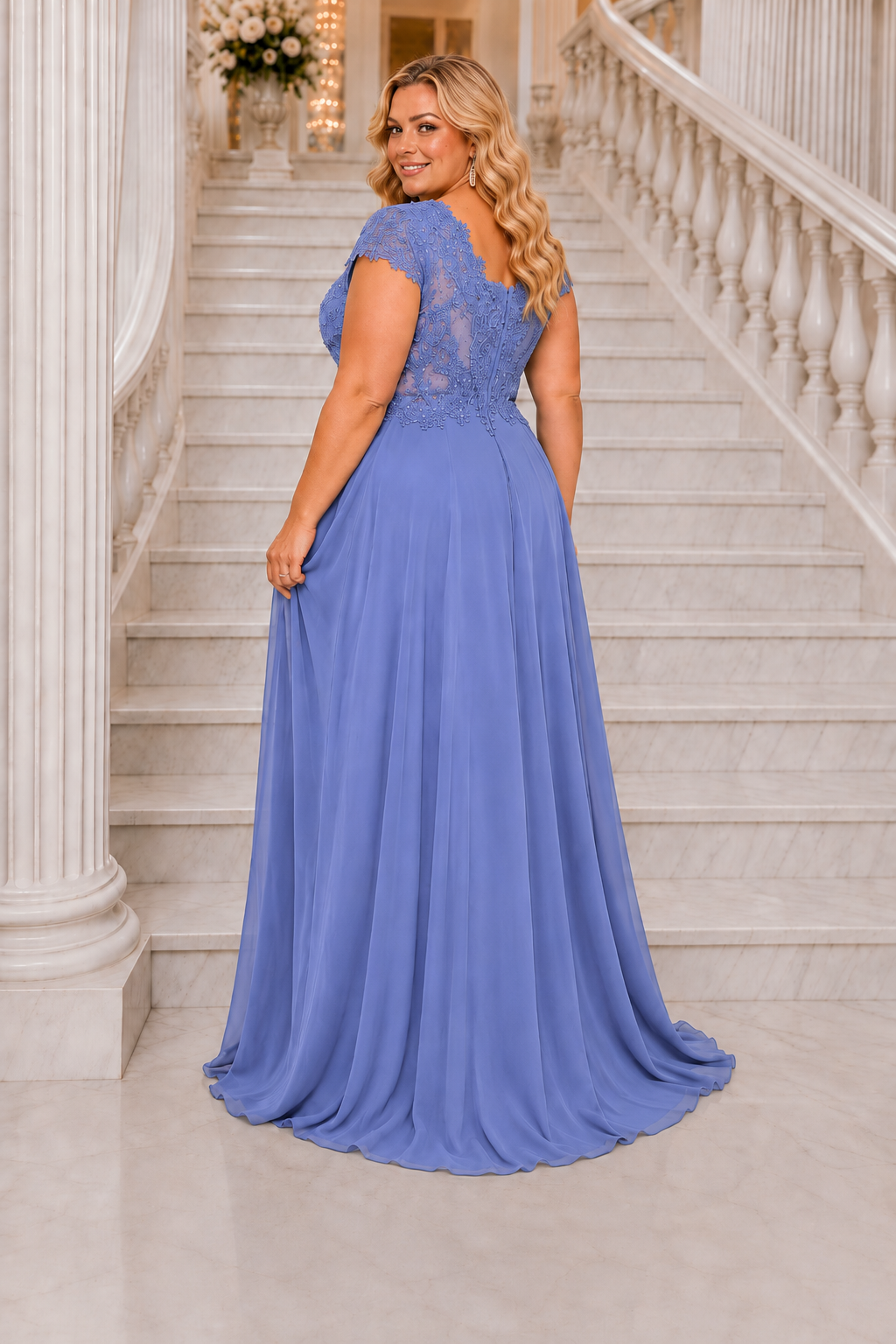 Vestido largo TG Italia Celeste Grisáceo