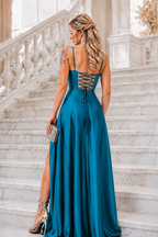 Vestido largo Ginebra petróleo