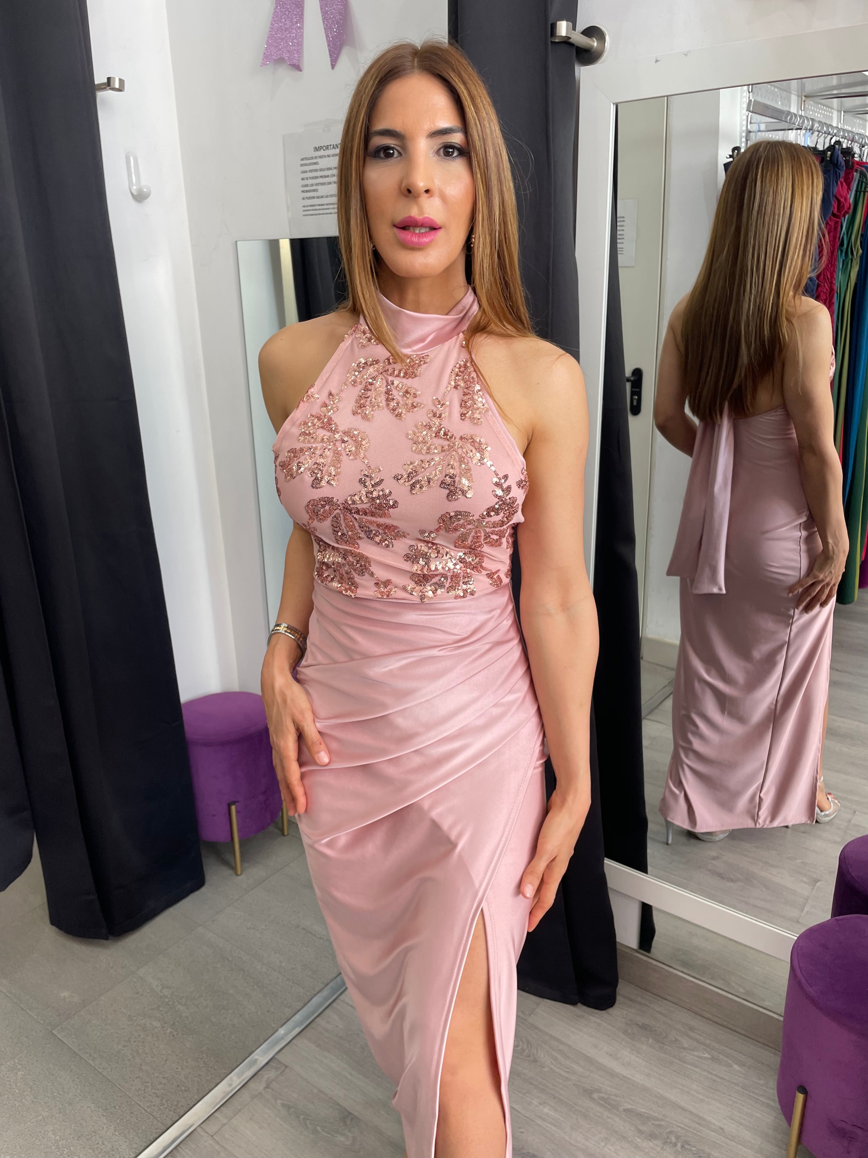 Vestido largo Gisela Rosa + colores