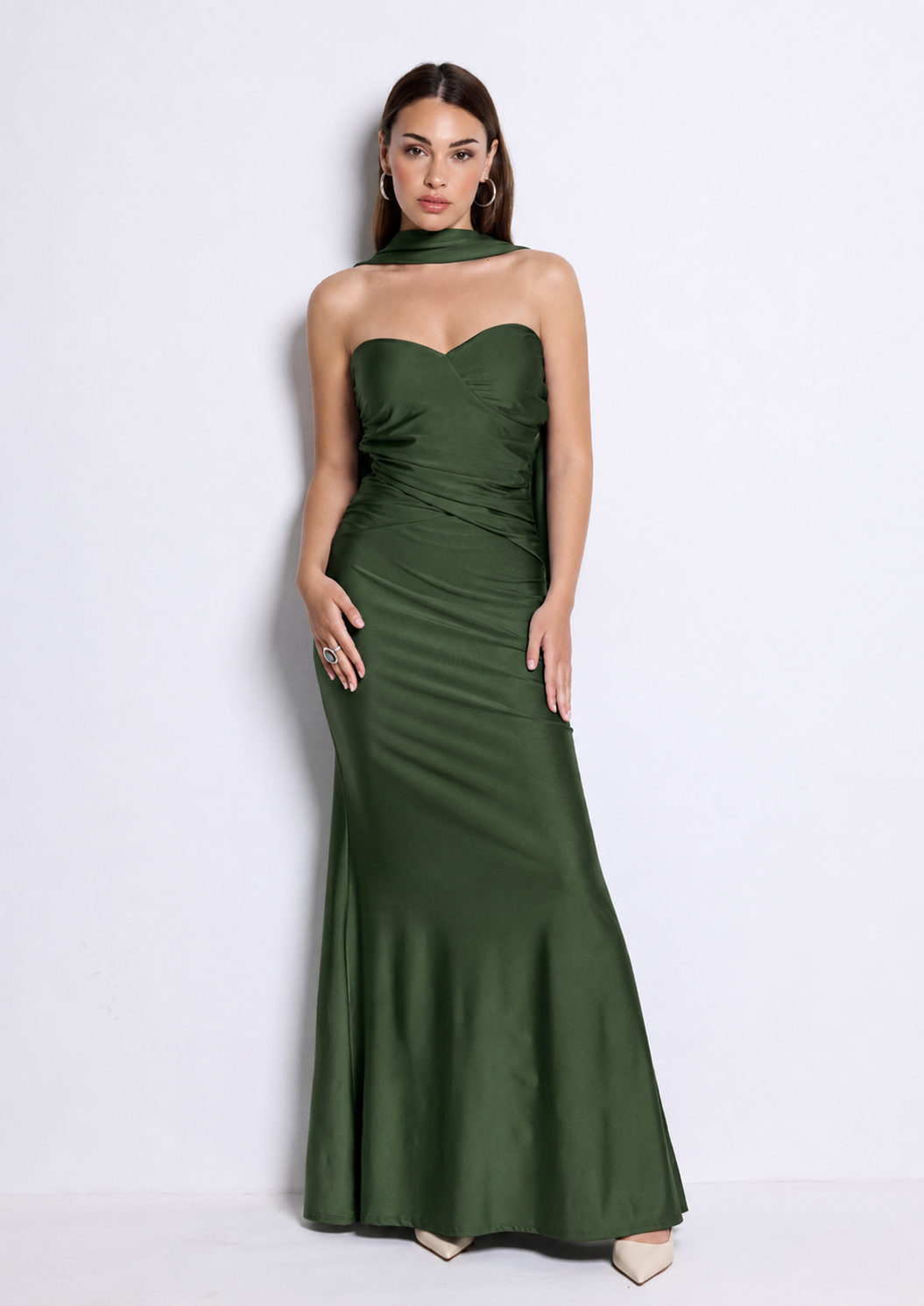 Vestido largo Beberly Kaki