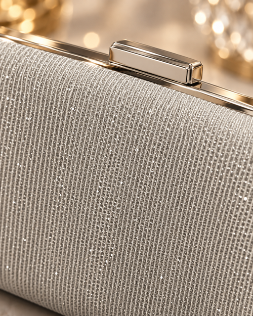 Bolso clutch plata brillo