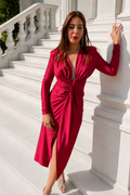 Vestido largo Alexandra manga Vino