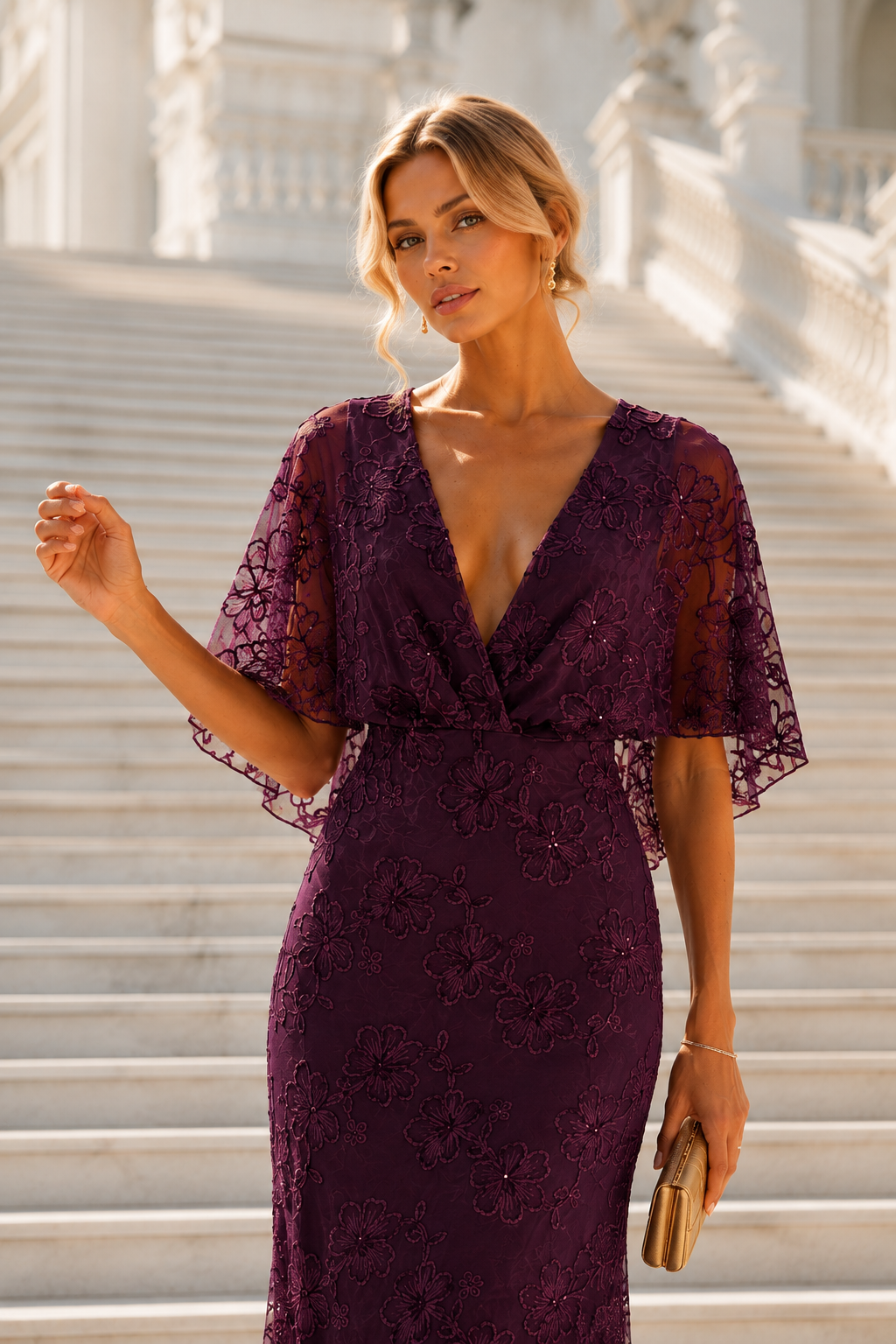 Vestido largo Duna Berenjena