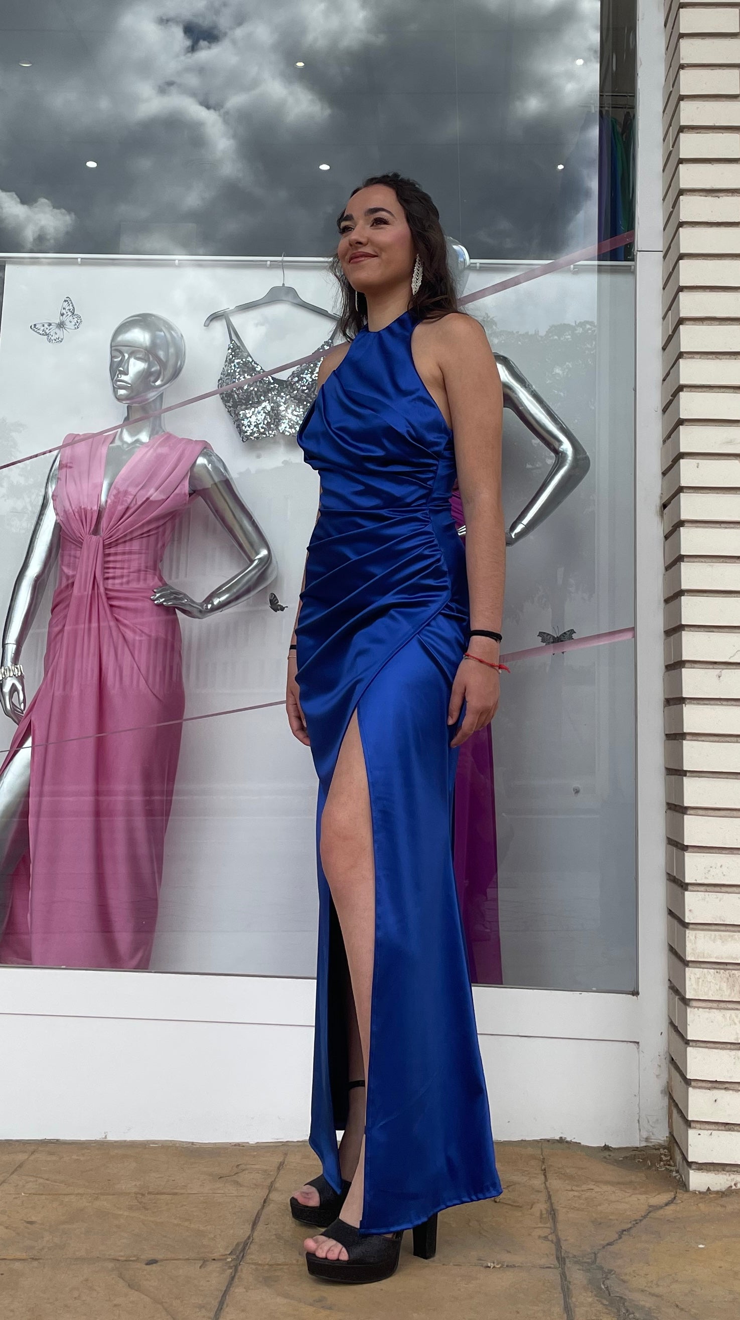 Vestido Kareins Raso Azulón image 1