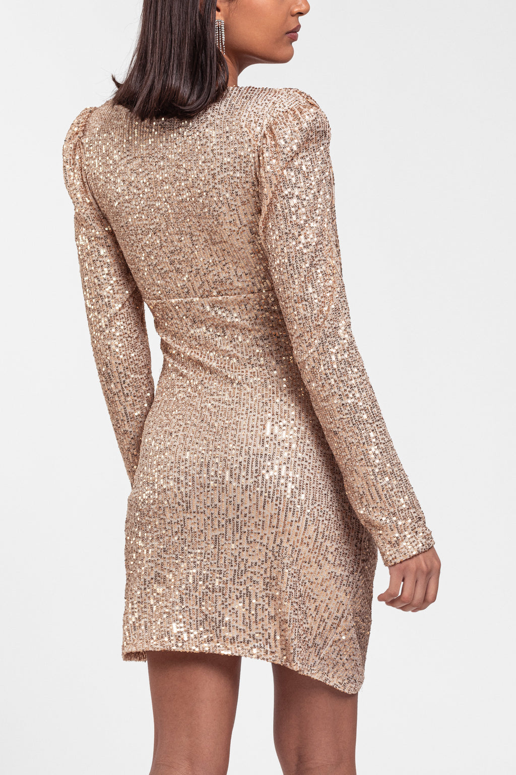 Vestido corto lentejuelas Oro image 2