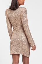 Vestido corto lentejuelas Oro image 2