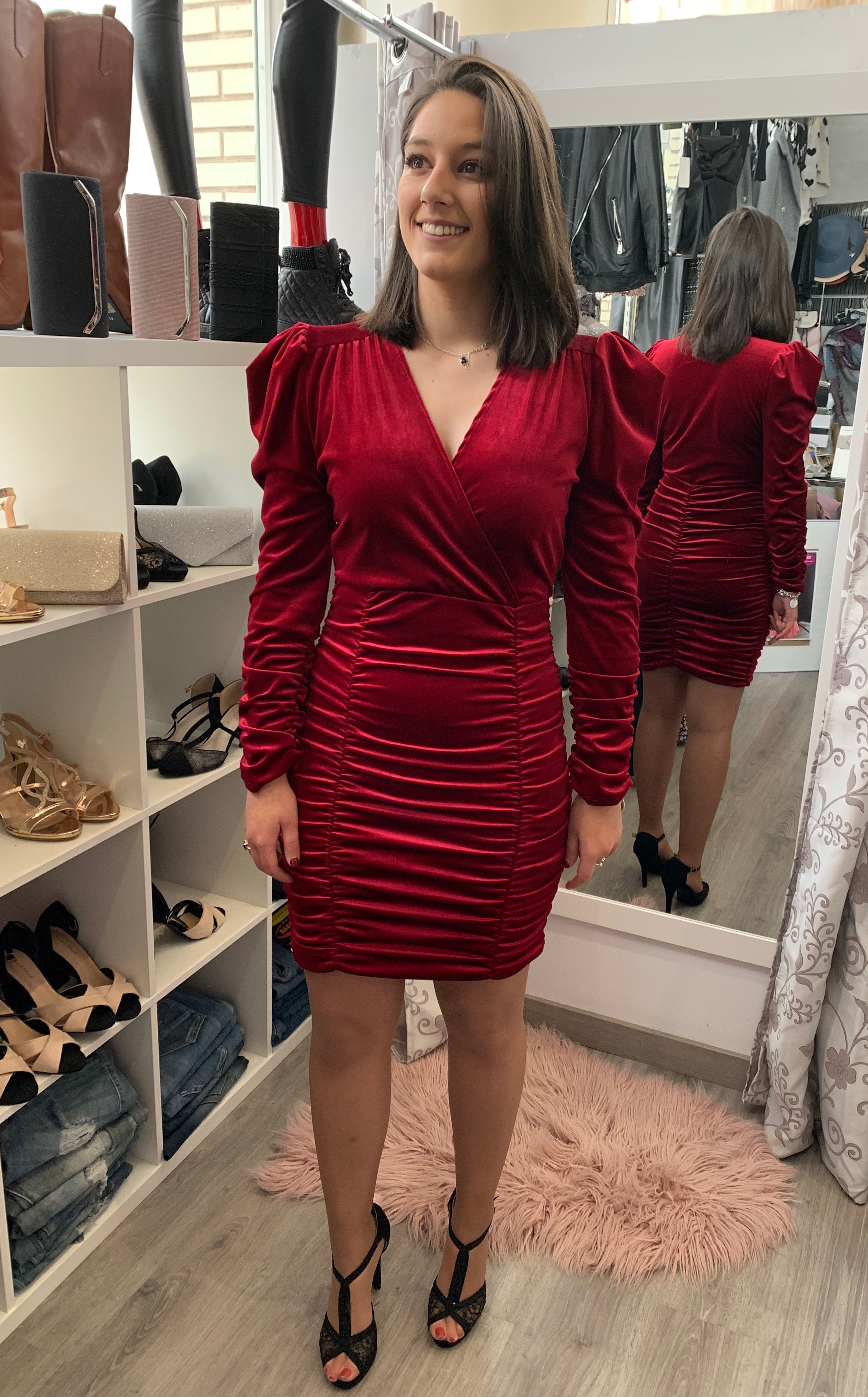 Vestido corto Atteneri terciopelo Burdeos image 6
