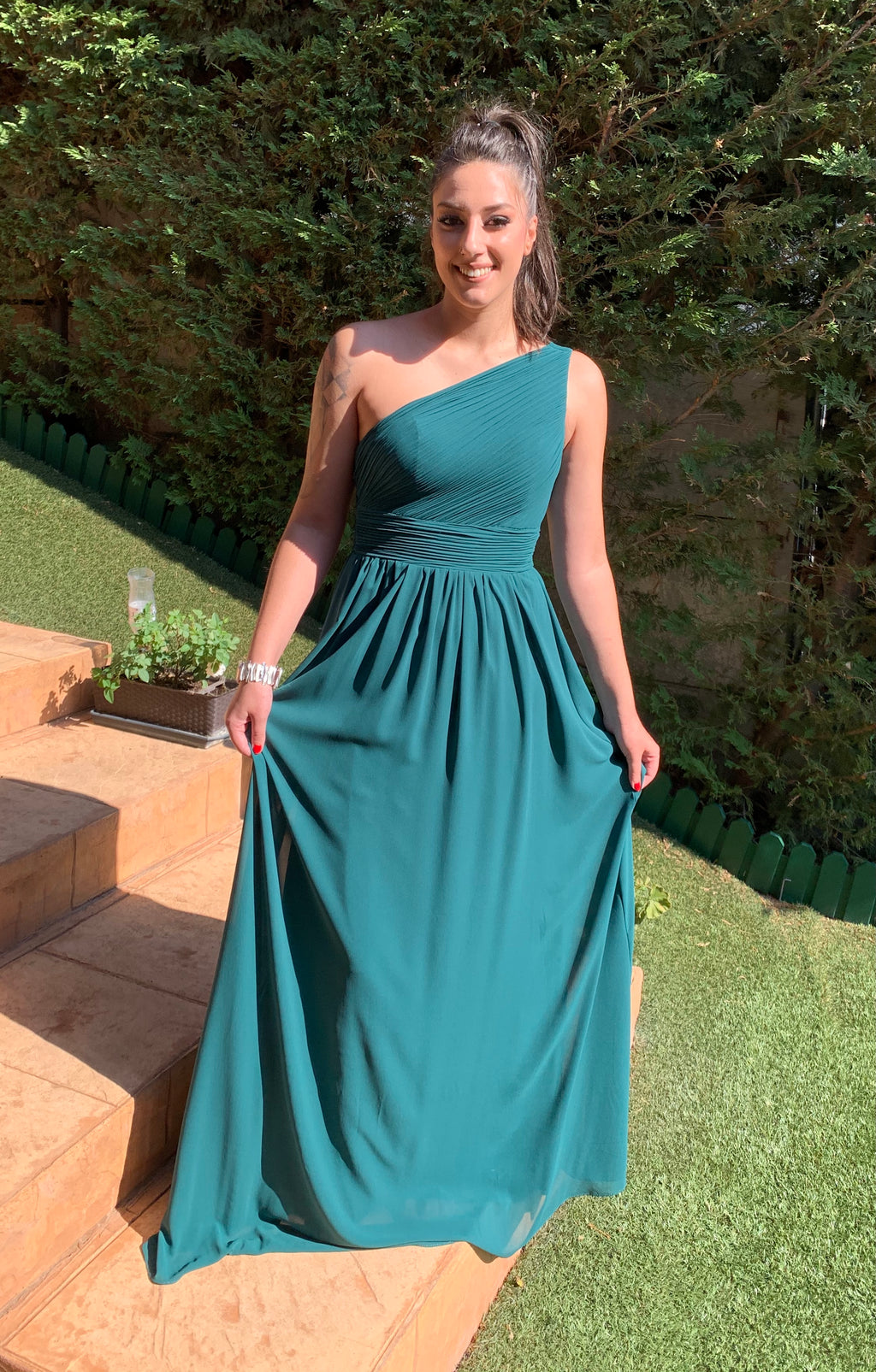 vestido Ithaisa verde botella image 1