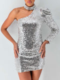 Vestido corto de lentejuelas Zaira plata image 0