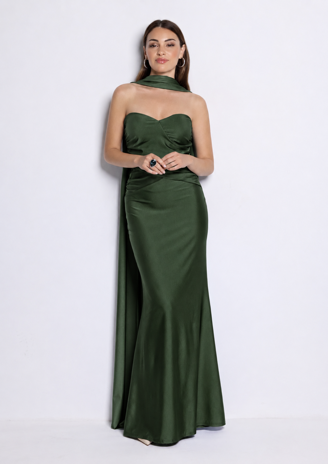 Vestido largo Beberly Kaki