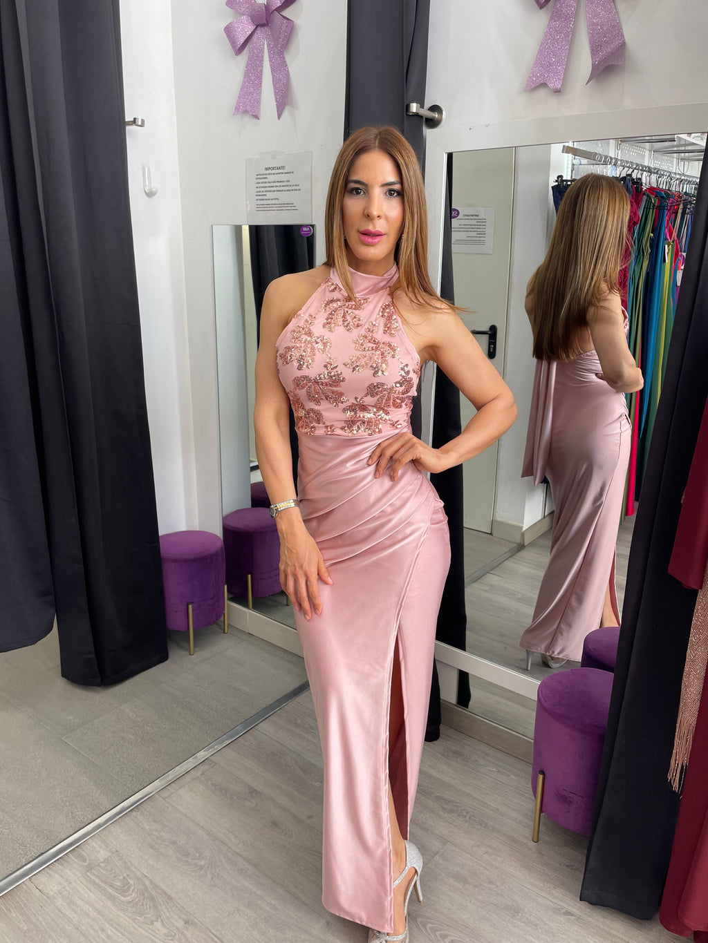Vestido largo Gisela Rosa + colores