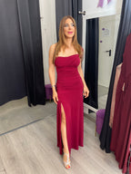 Vestido largo Fiona burdeos
