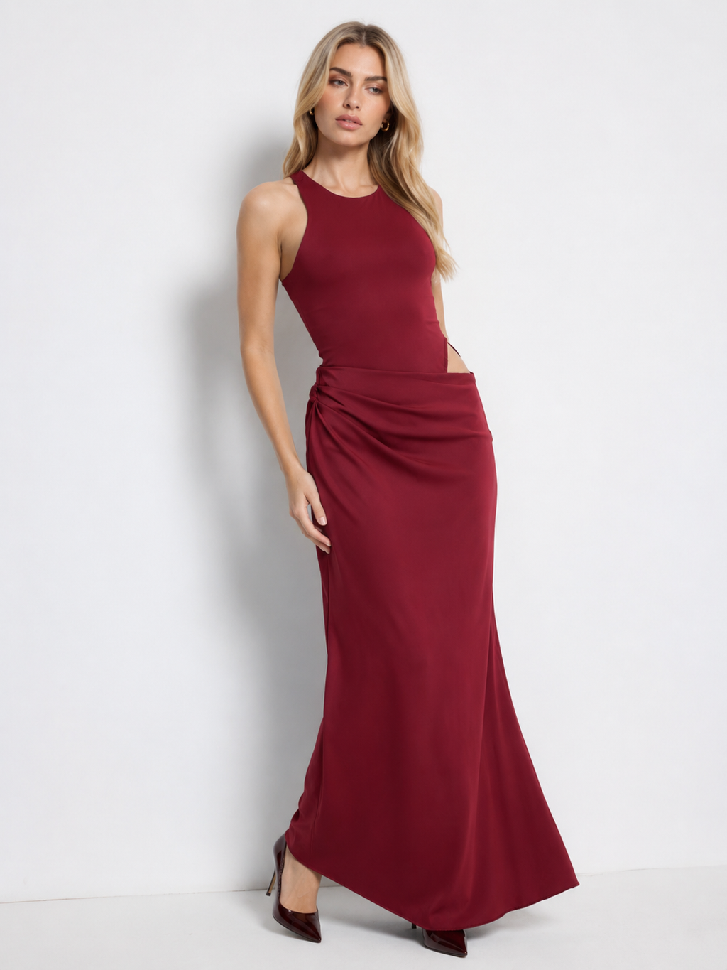 Vestido largo Aroa Burdeos