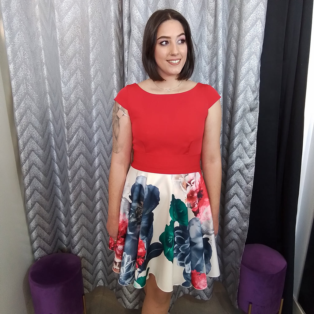 Vestido corto Red & flowers image 1
