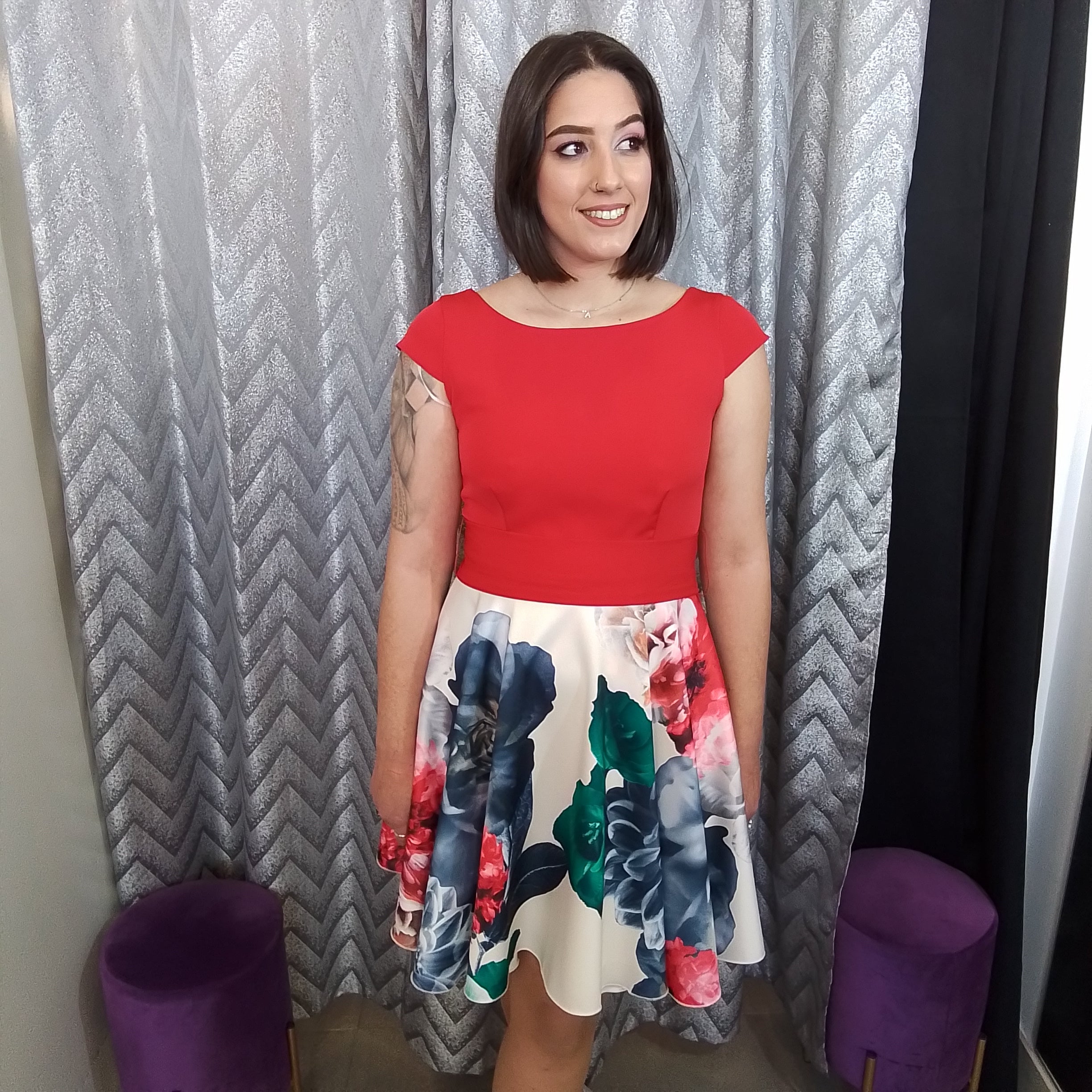 Vestido corto Red & flowers image 1