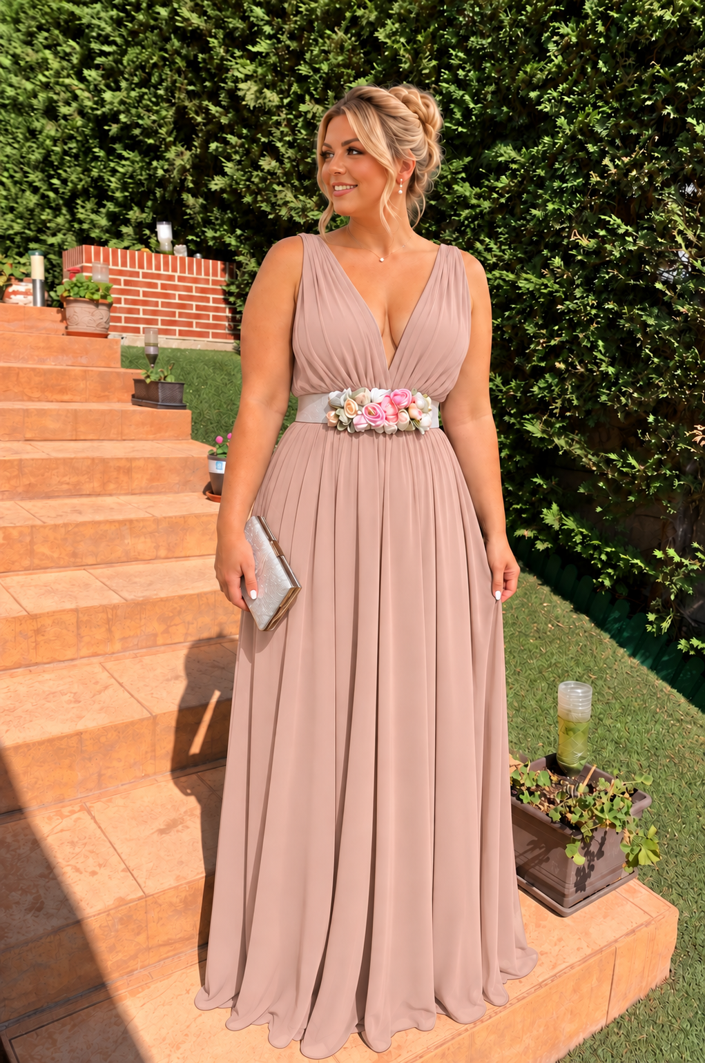 Vestido largo Rose maquillaje