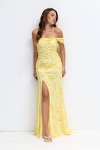 Vestido largo Fiona print amarillo