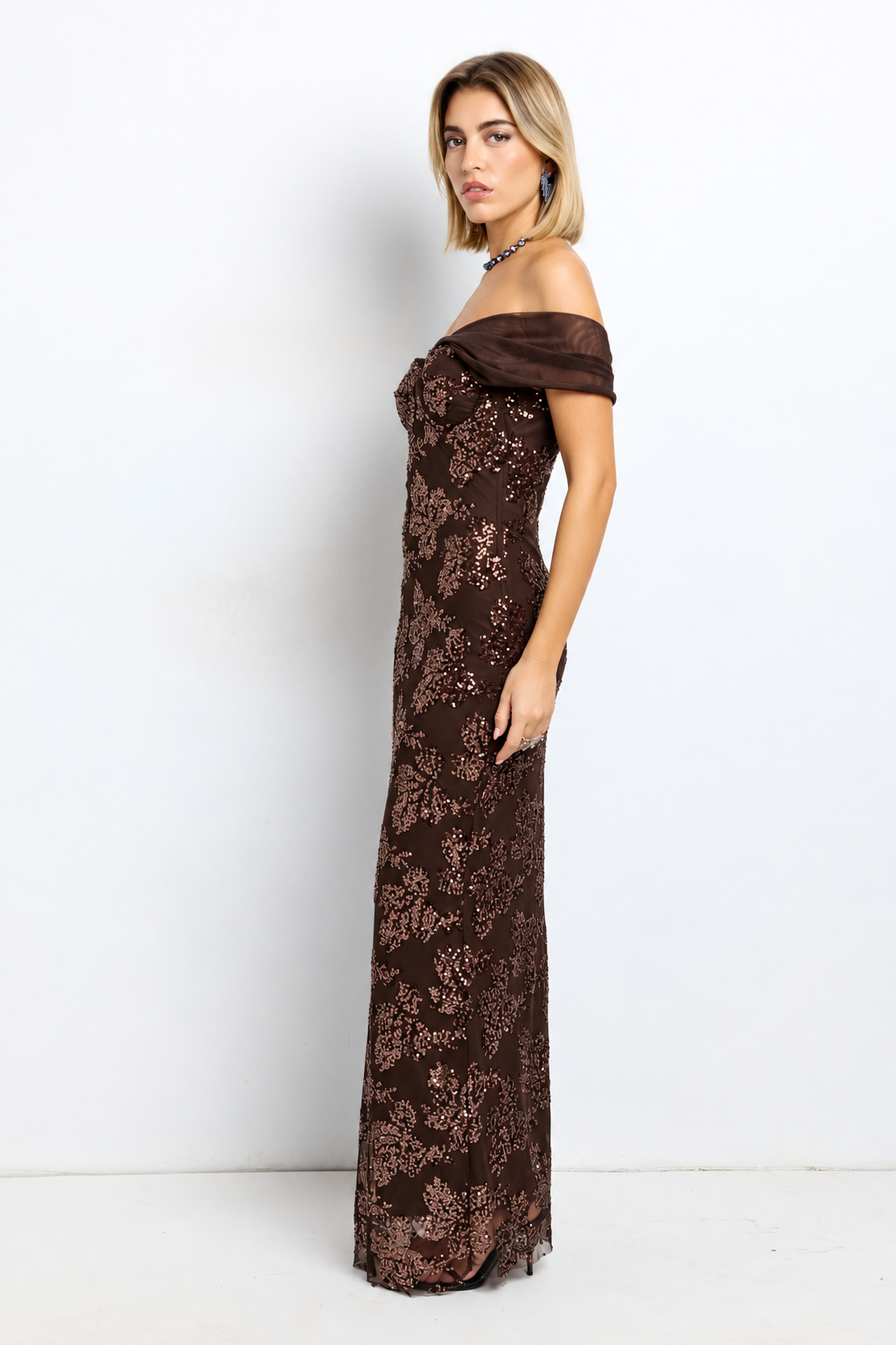 Vestido largo Anais chocolate
