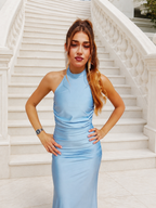 Vestido largo Uxía celeste