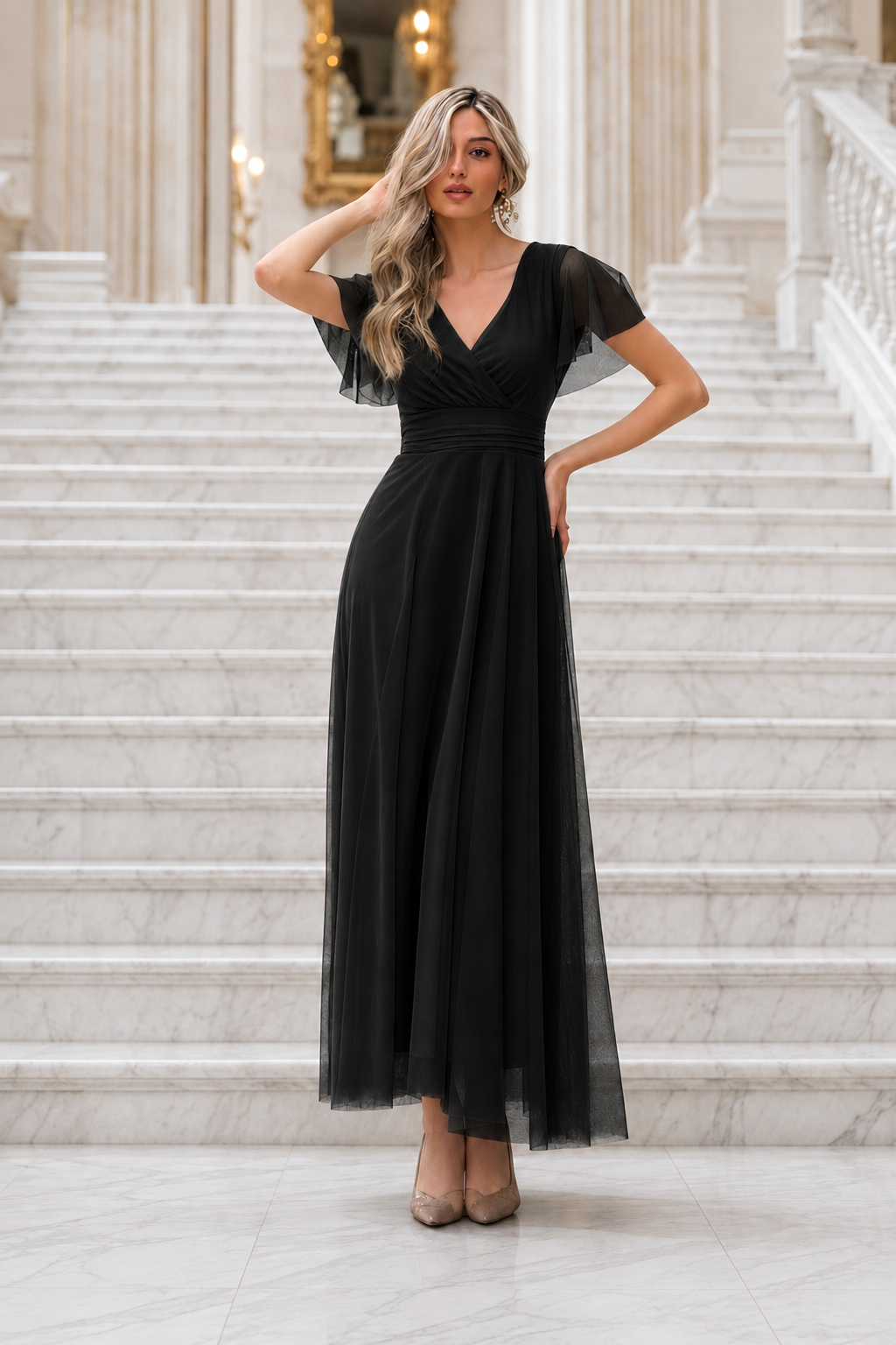 Vestido largo Érika tul negro