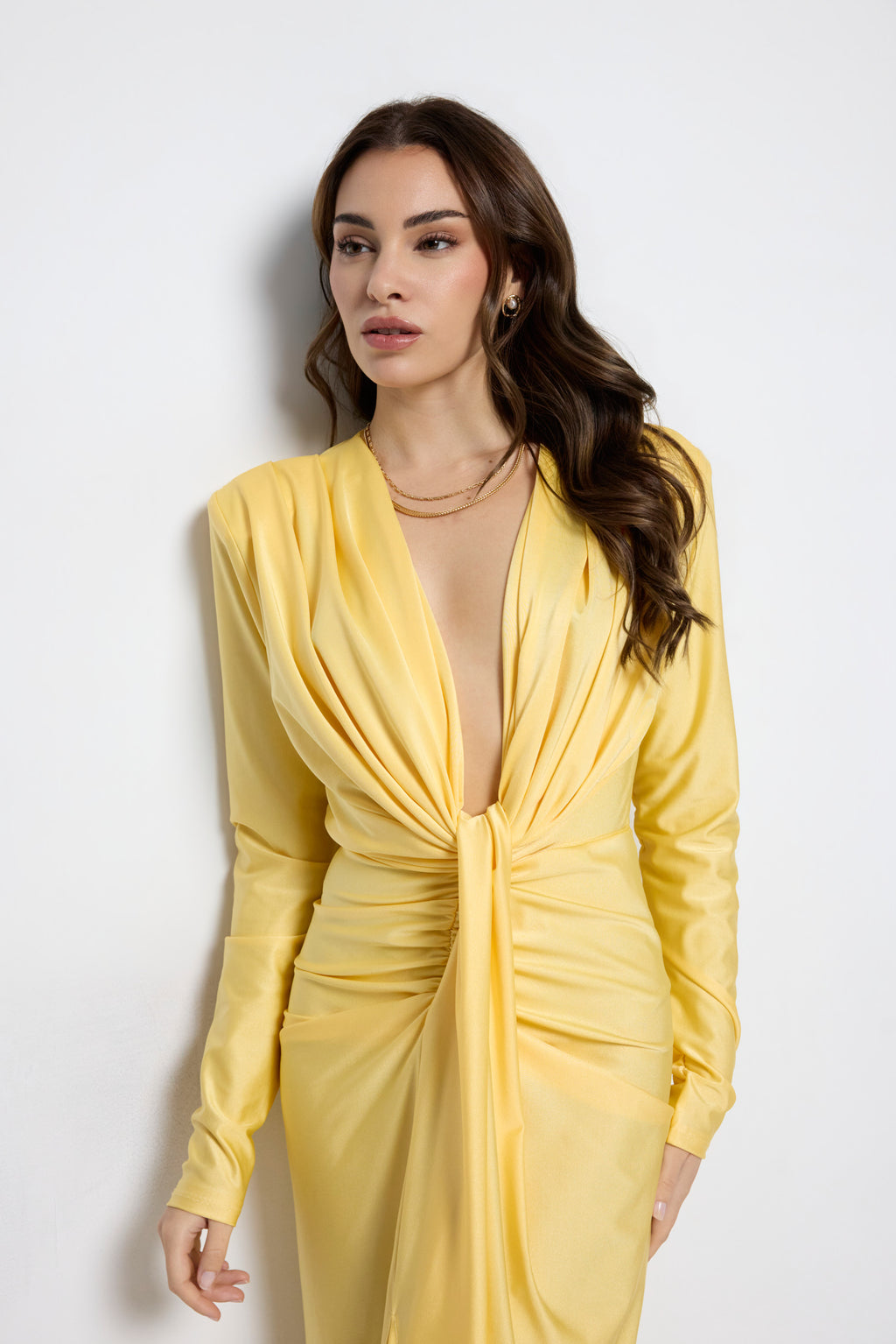 Vestido largo Alexandra manga Amarillo