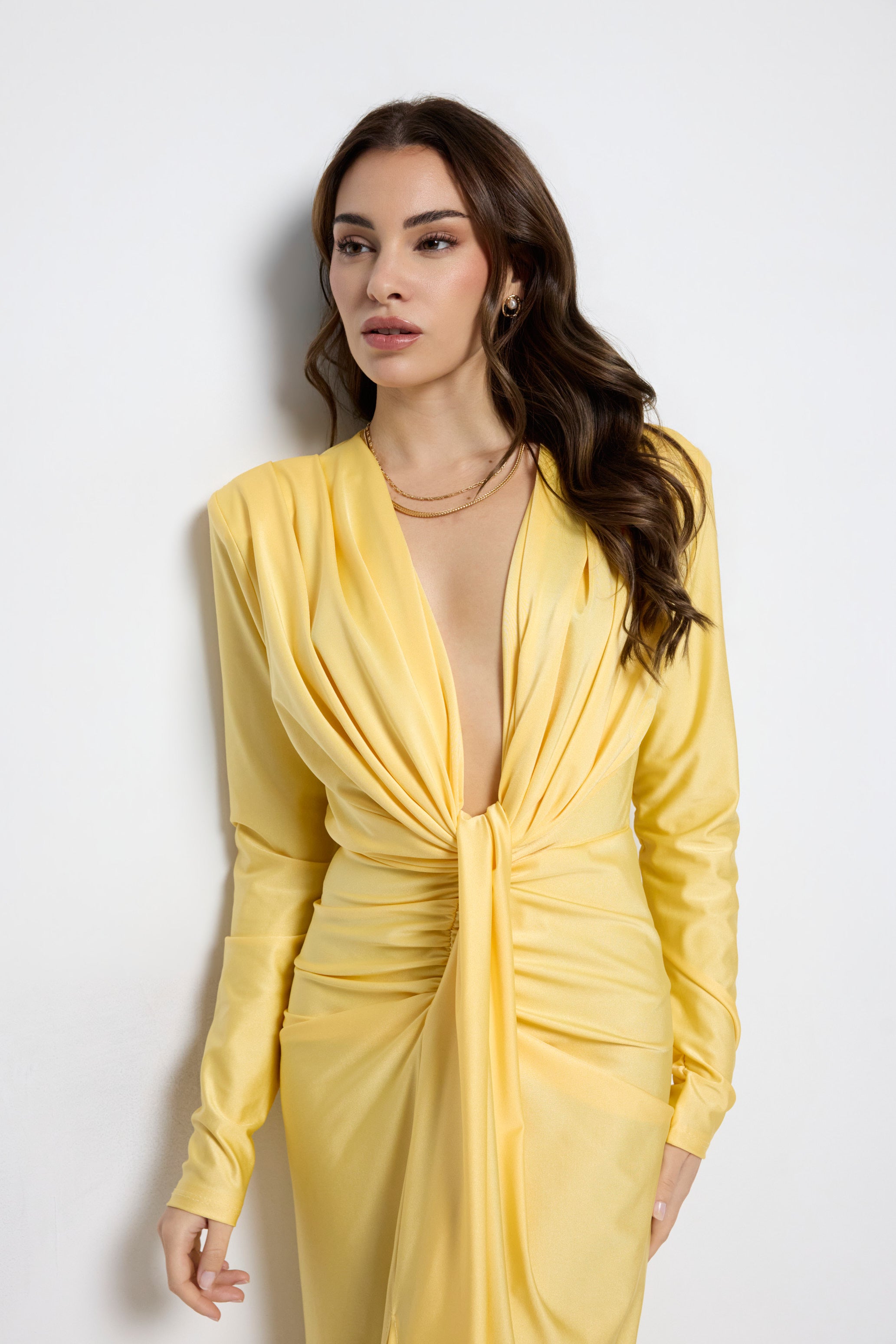 Vestido largo Alexandra manga Amarillo