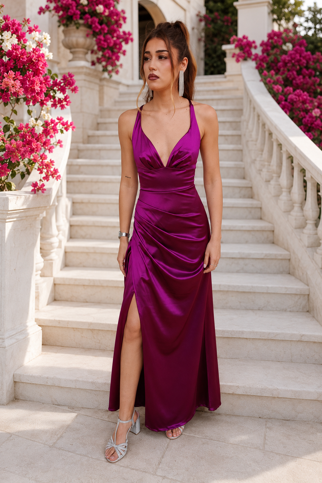 Vestido largo Jay cereza