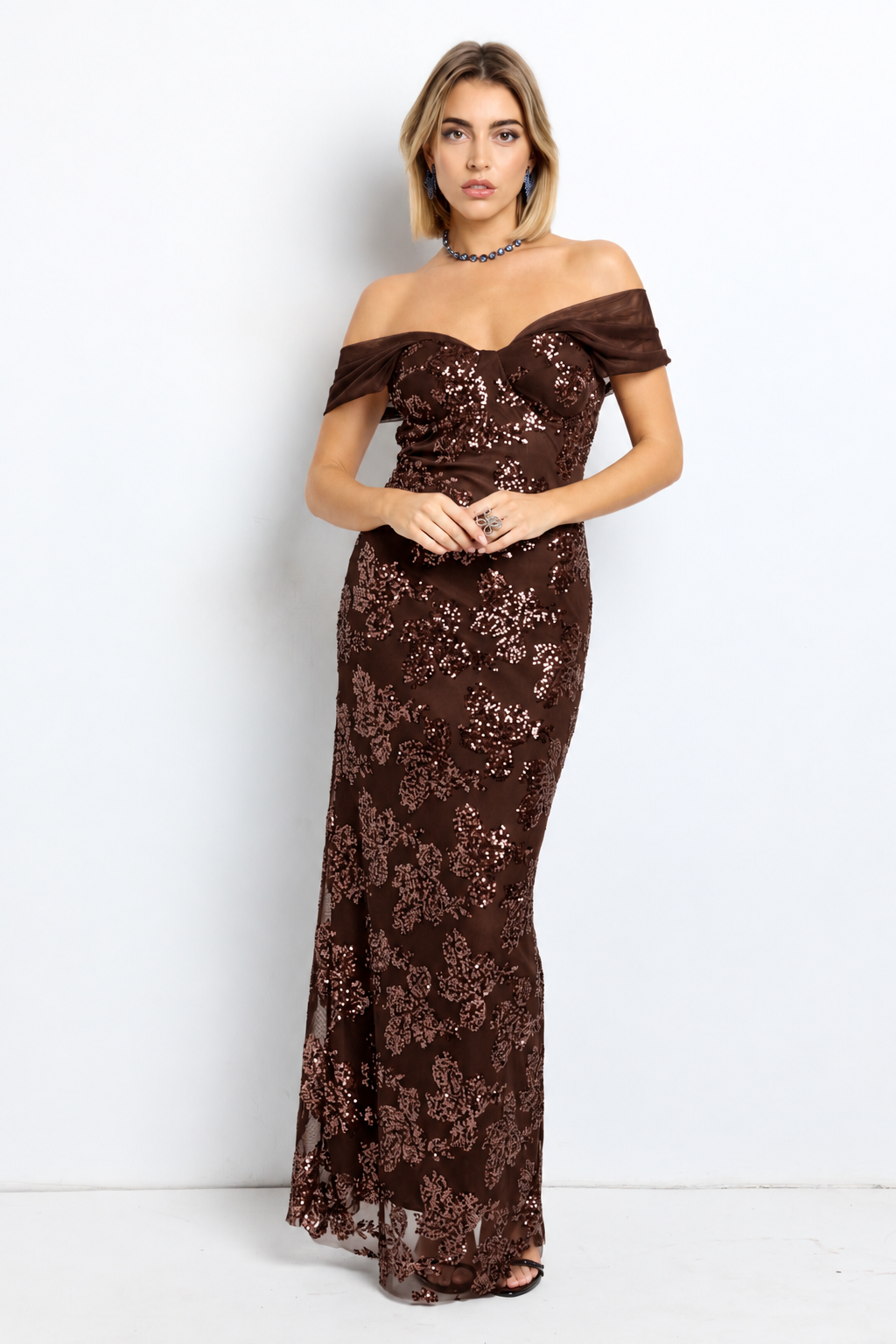 Vestido largo Anais chocolate