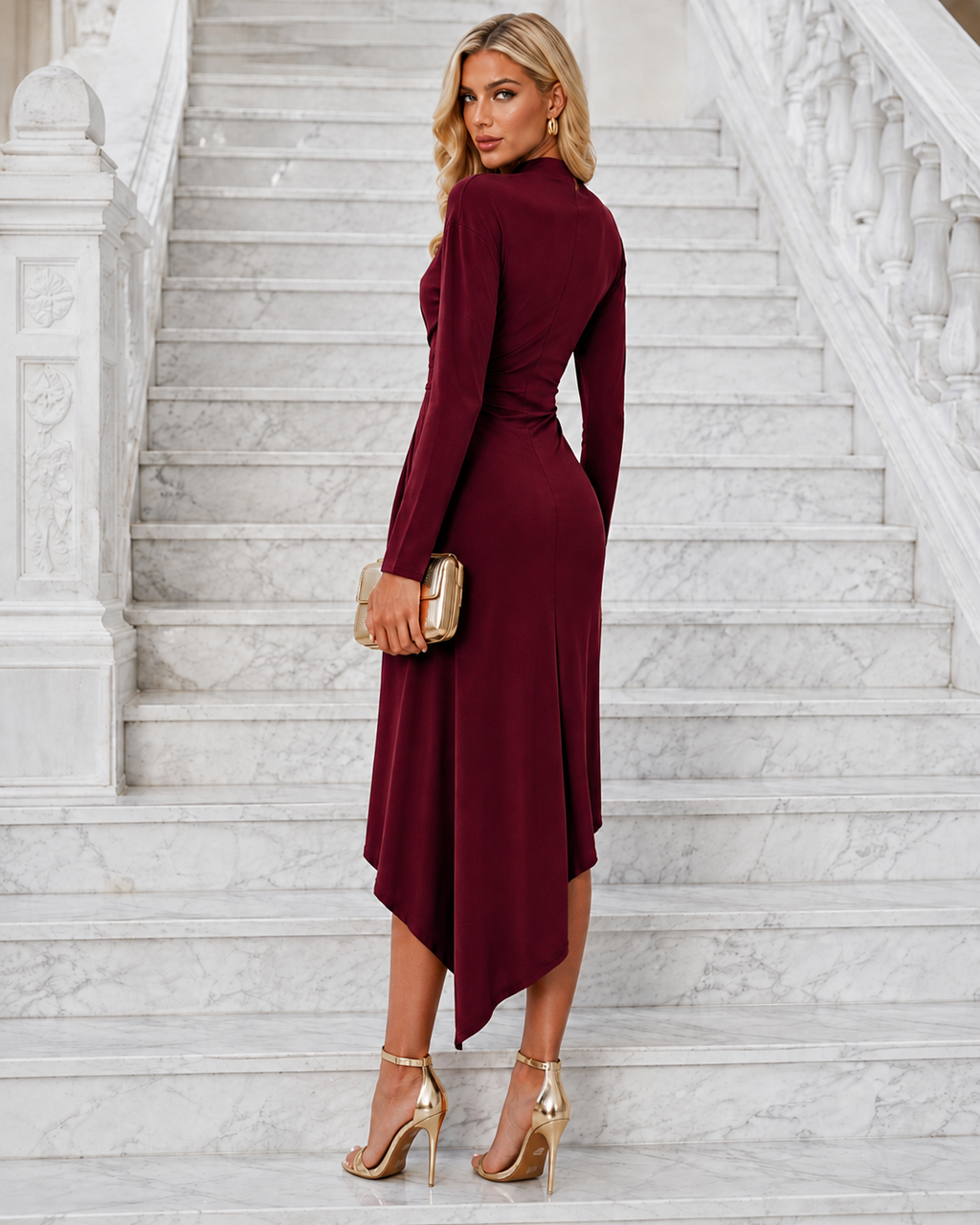 Vestido midi Lix Burdeos