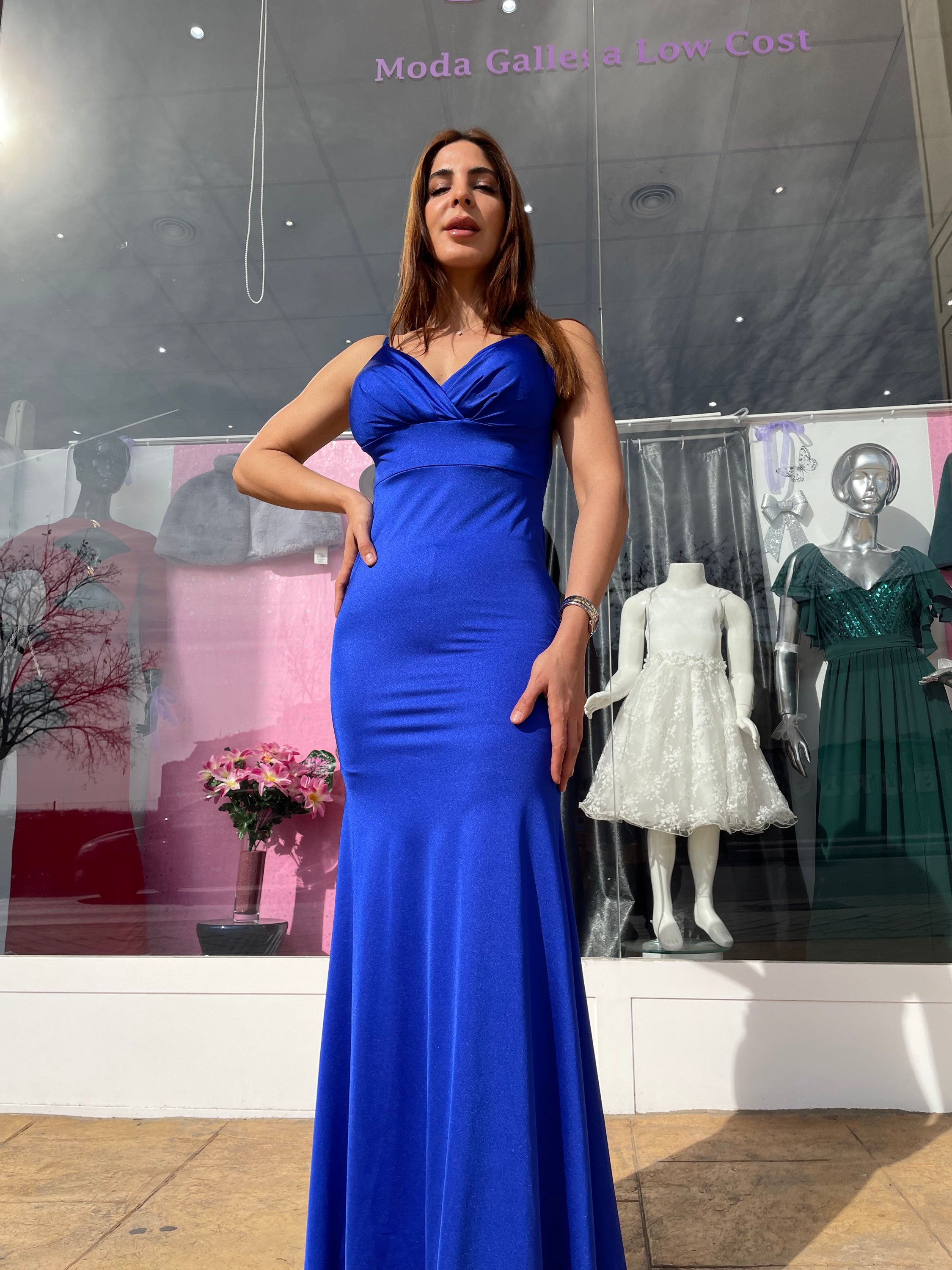 Vestido largo Cloé licra azulón  image 1