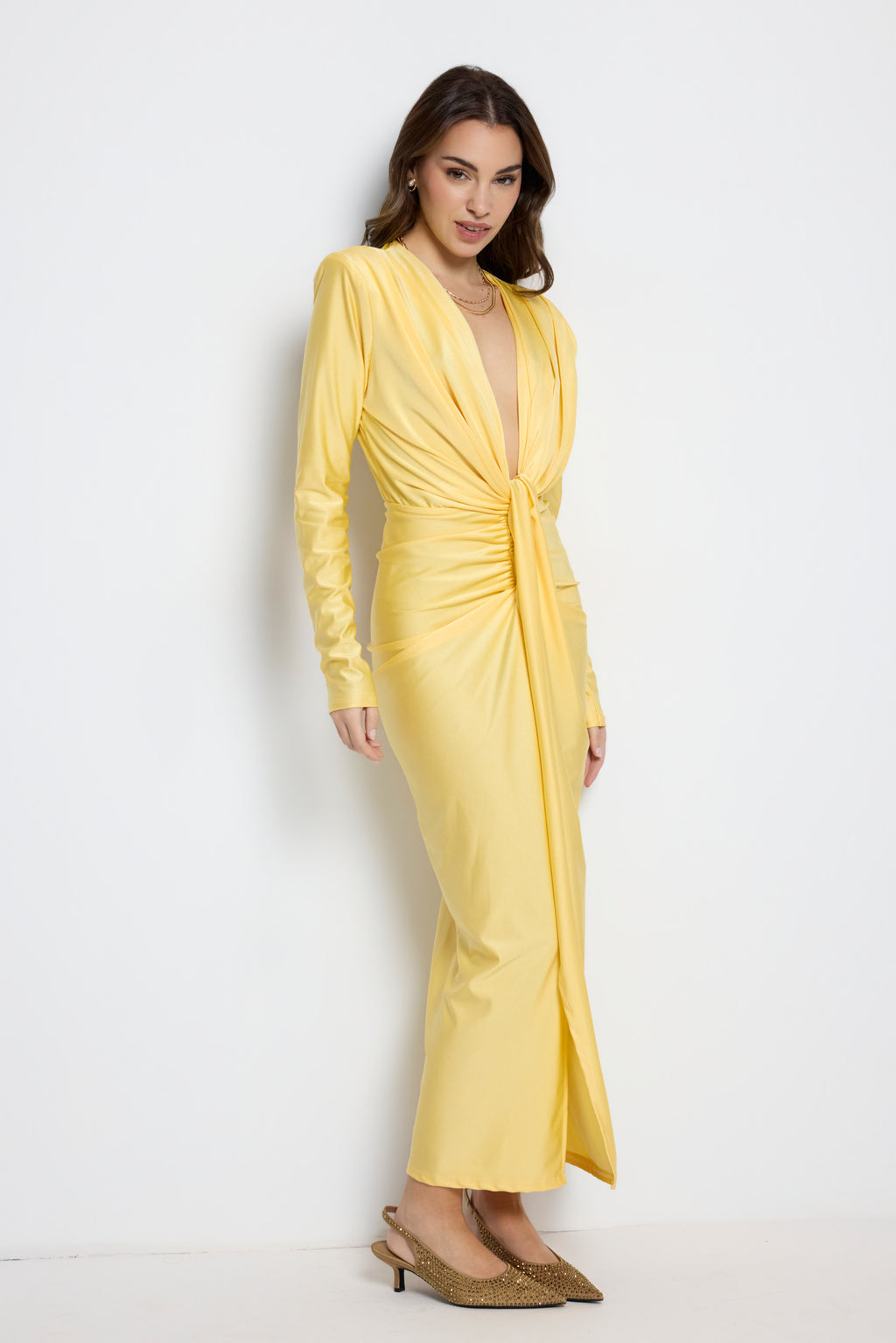 Vestido largo Alexandra manga Amarillo