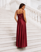 Vestido largo Belha Burdeos