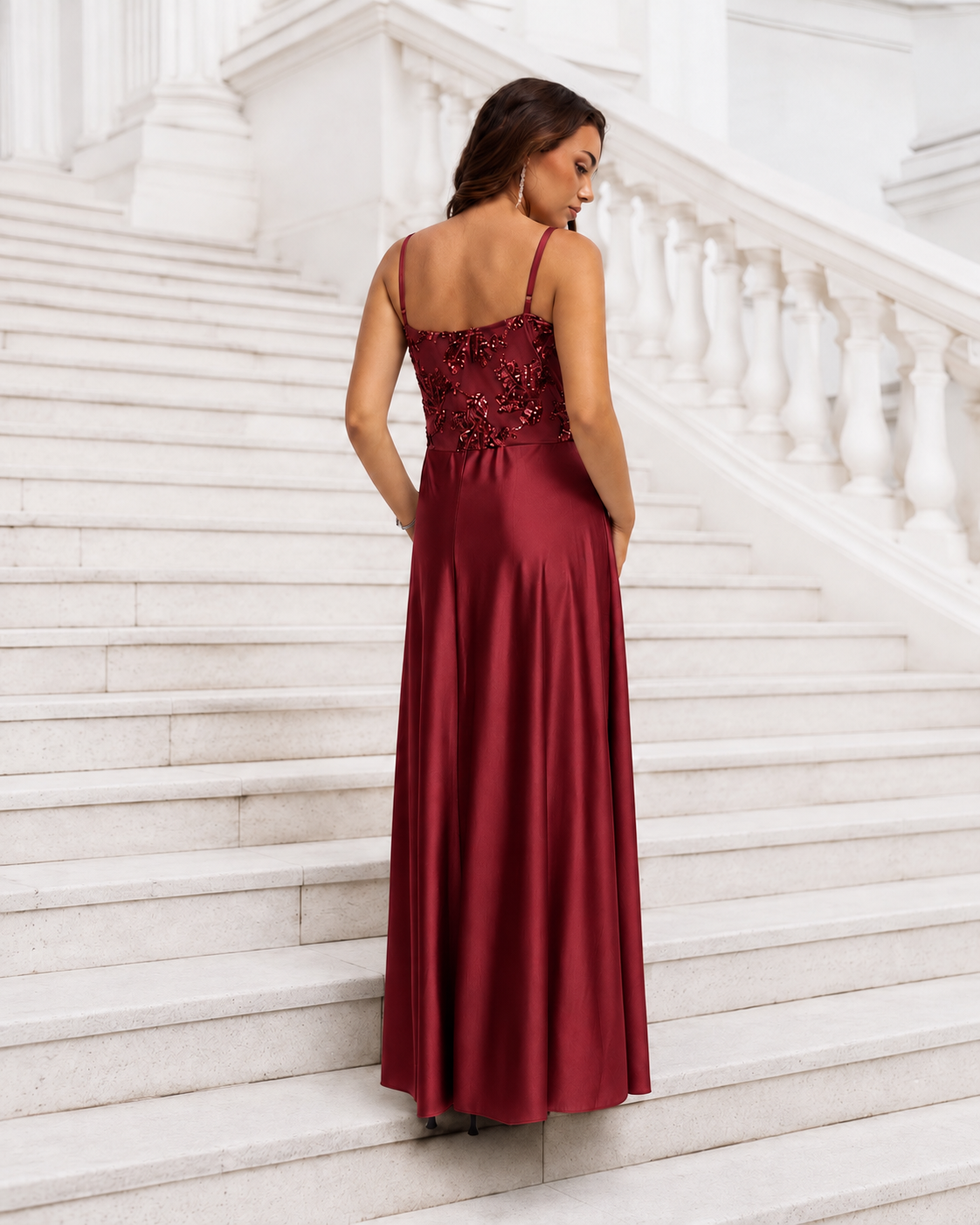 Vestido largo Belha Burdeos