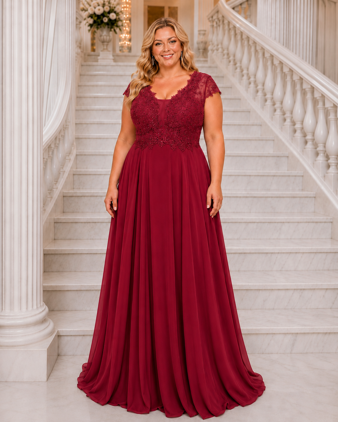 Vestido largo TG Italia Burdeos