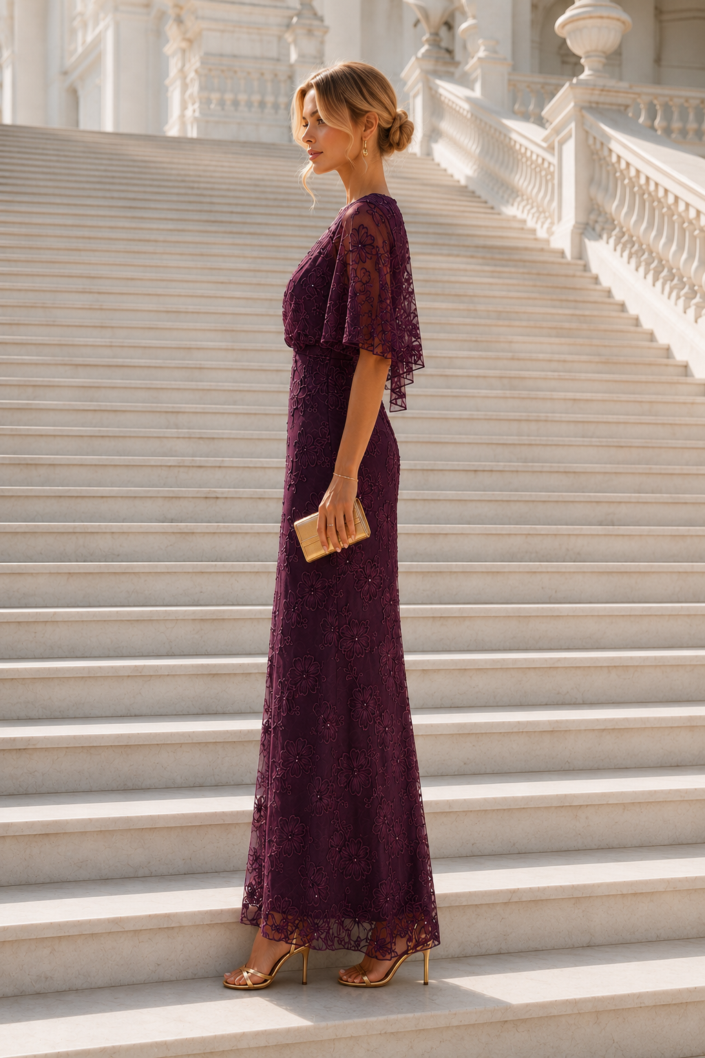 Vestido largo Duna Berenjena