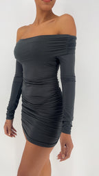 Vestido corto Shadow Gris y Rojo image 3