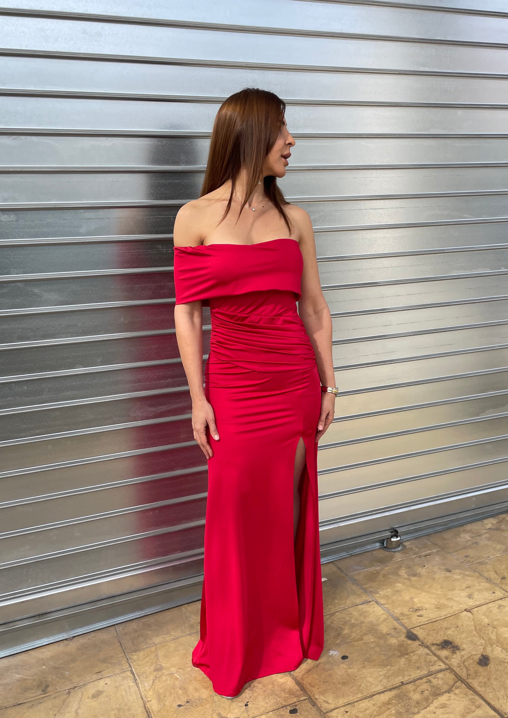 Vestido largo Yanira cereza image 8