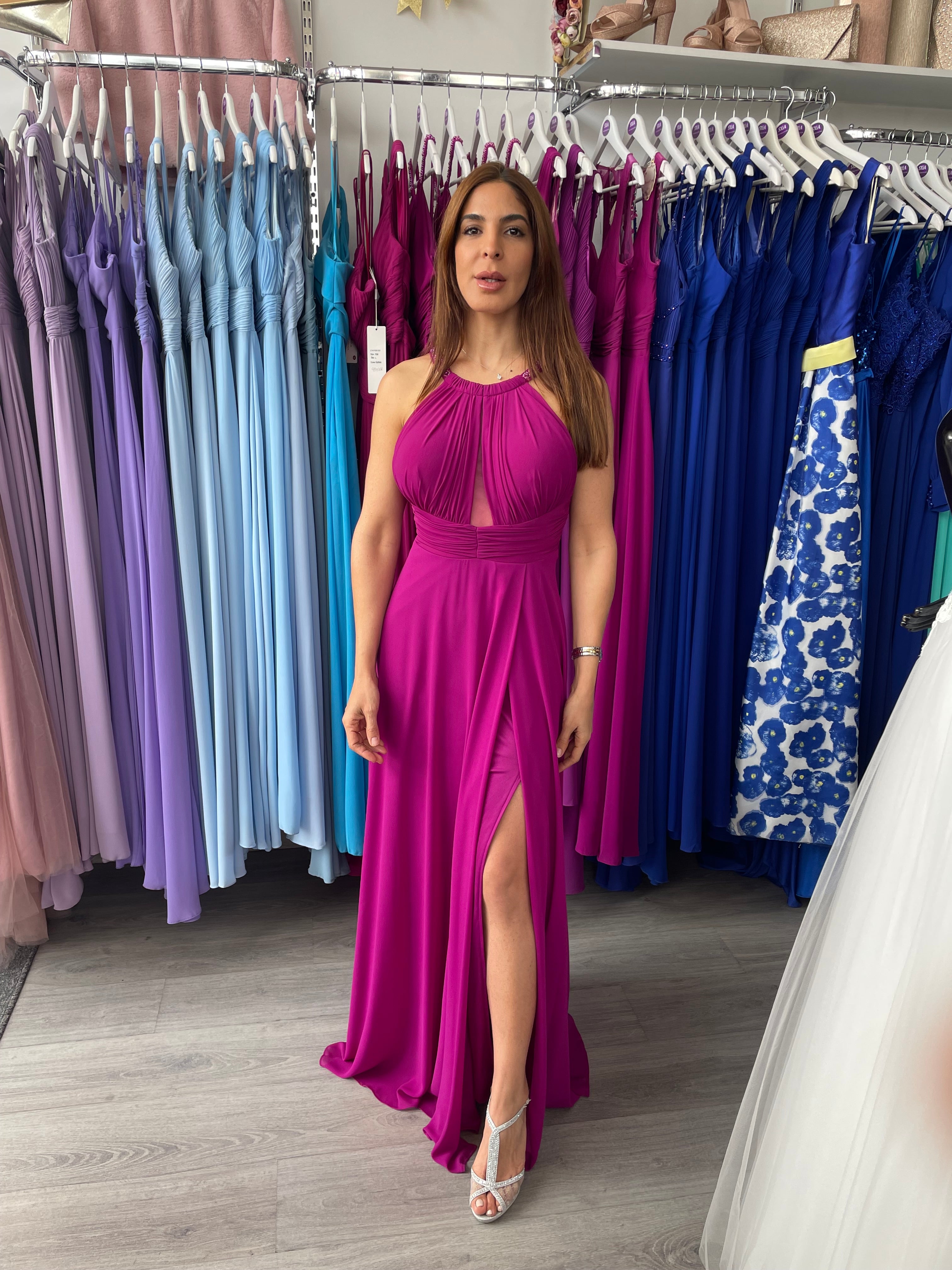 Vestido Suhaila abertura aguamarina